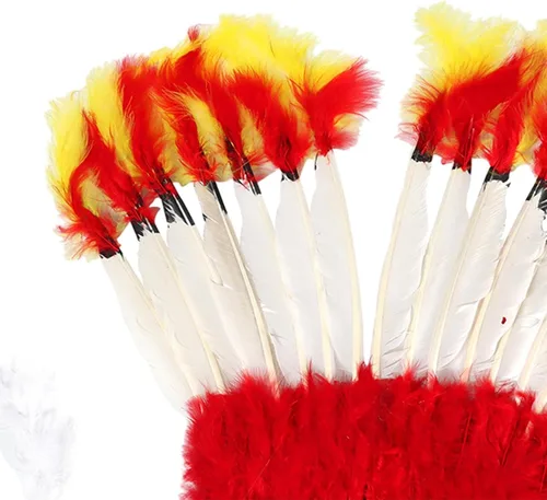 Vista 5 de Yiju Tocado de plumas para decoración de niños, sombrero indio de jefe americano, diadema para carnaval, actuación, fiesta, escenario, mascarada