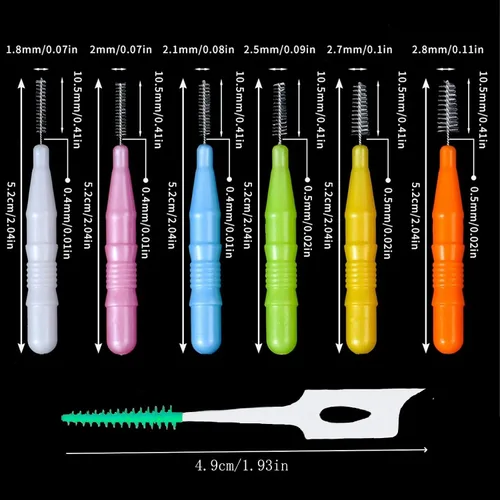 Vista 2 de 360PCS cepillos interdentales,Cepillo desechable de silicona blanda,Púas dentales flexibles Braces hilo dental herramientas de limpieza de dientes