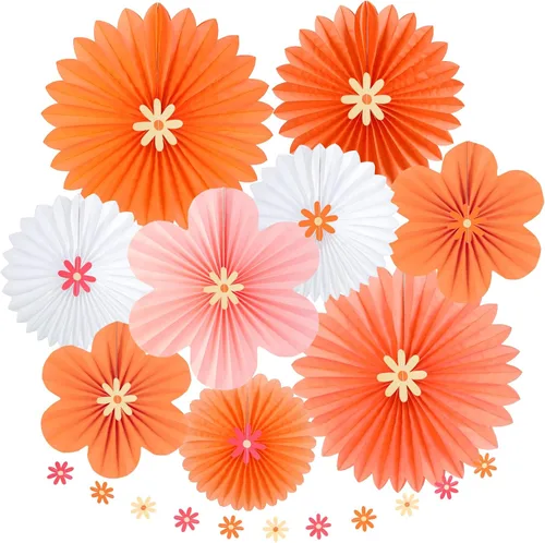 Vista 12 de SUNBEAUTY Abanicos de papel dorados y negros para fondo de fiesta de té, boda, primavera, cumpleaños, aula, baby shower, Halloween, decoración