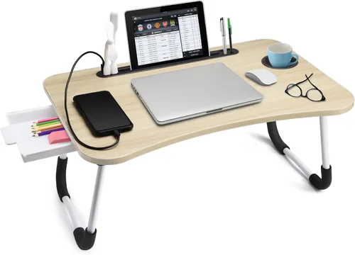 Vista 9 de Slendor Escritorio de cama para portátil y escritura con almacenamiento Negro
