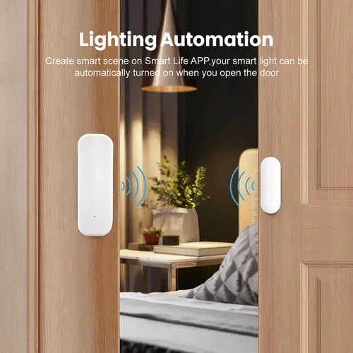 Vista 4 de Detector de ventana con sensor de puerta WiFi: sensor de contacto inteligente de ventana, detector magnético inalámbrico de puerta abierta