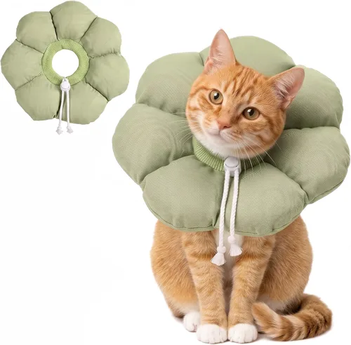 Vista 12 de Avont Soft Cat Cone S Apricot Post-Surgery Anti-Lick Ajustable Albaricoque