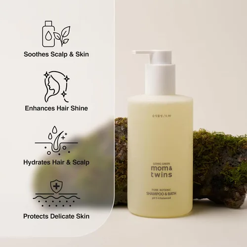 Vista 4 de Champú y baño - Champú y lavado orgánico coreano 2 en 1 sin lágrimas, limpiador vegano para cabello, cara y cuerpo, suave, verificado por EWG,