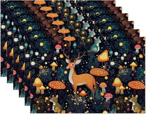 Vista 14 de Juego de 6 manteles individuales con diseño de almendros en flor, resistentes al calor, lavables, antideslizantes, para decoración de fiestas