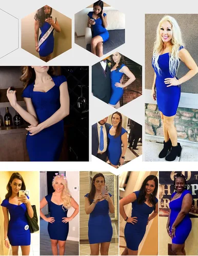 Vista 2 de Meilun - Vestido estilo vendaje, con cuello cuadrado, al cuerpo, vestido de fiesta, para mujer