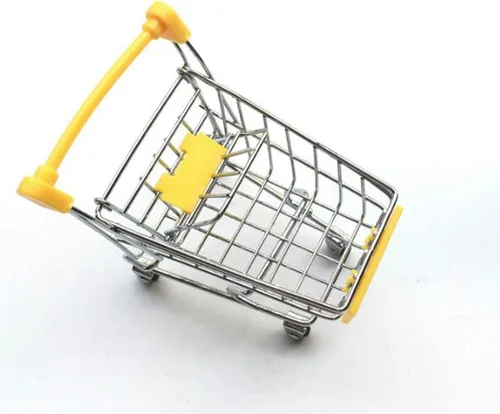 Vista 8 de 2 PC Mini Carrito de la compra Pequeño Carrito de Supermercado Metal Compras Utilidad Supermercado Carro de Mano, Amarillo y Rosa