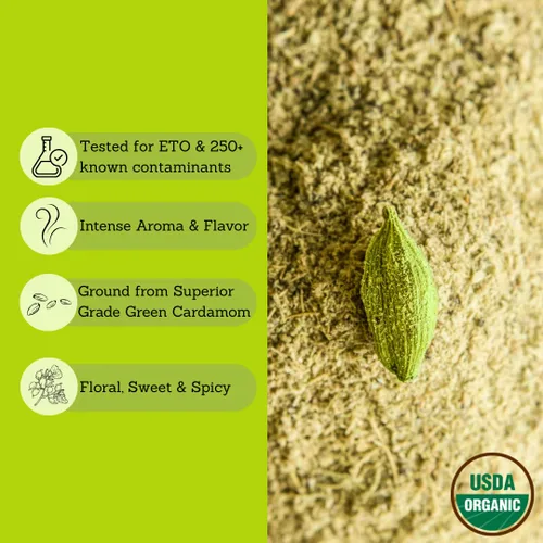Vista 2 de Tribal Trail Cardamomo orgánico molido 4.02 onzas USDA Orgánico y sin OMG De origen ético de Kerala, India Bolsas de papel kraft reciclables