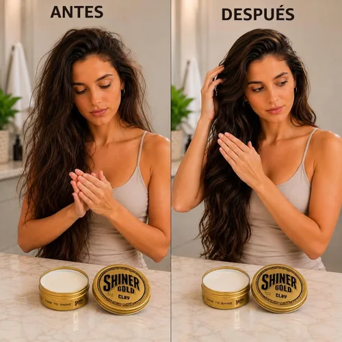 Vista 5 de Shiner Gold - Pomada de arcilla Fijación fuerte Acabado mate A base de agua Aroma de coco, 3.5 onzas