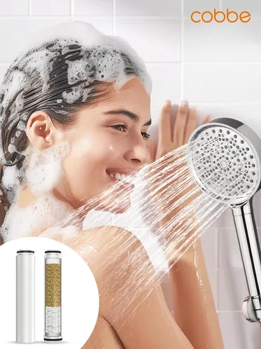 Vista 7 de Cobbe 1 paquete de filtros de repuesto para cabezal de ducha de mano – Mejora la duración del filtrado – Elimina el cloro – Reduce la picazón