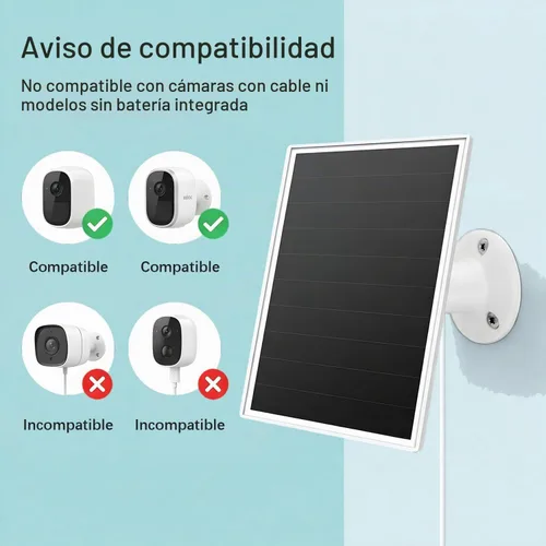 Vista 4 de Panel solar de 6W para cámara de seguridad al aire libre con micro USB y USB-C, cargador de panel solar para cámara de batería, se ajusta a