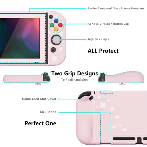 Vista 47 de PlayVital AlterGrips Ergonomic Grips Cover for Nintendo Switch, [2 Design] Interchangeable Comfort Dockable Protective Case with Screen Protector &