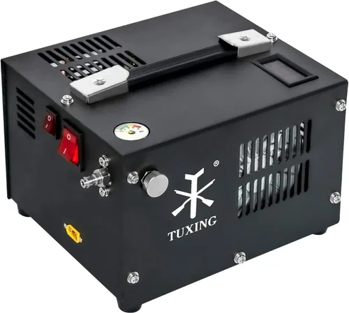 Vista 10 de TUXING Compresor de Aire PCP, Versión con Pantalla LCD, Parada Automática 4500Psi/30Mpa, Sin Aceite/Agua, Bomba con Transformador/Sistema de Drenaje