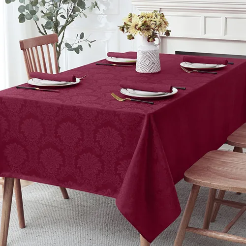 Vista 25 de Romanstile Mantel rectangular de jacquard de primavera, impermeable, diseño floral de damasco, manteles decorativos de tela pesada para cenas Flor