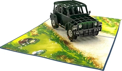 Vista 5 de Tarjeta de felicitación desplegable, de aventura todoterreno, todoterreno, SUV, amante de Jeep, tarjeta de naturaleza, viaje por carretera