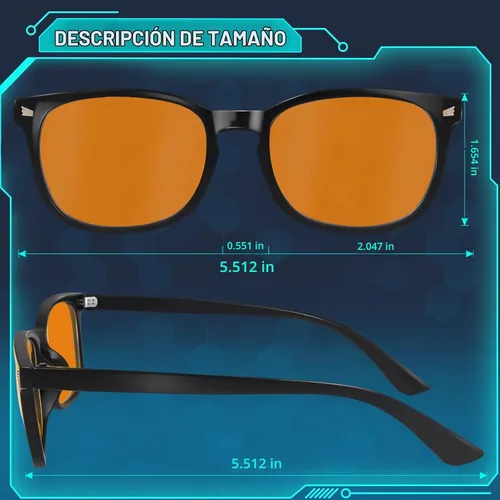 Vista 6 de Lentes de luz azul para mujeres y hombres 99% de bloqueo de luz azul para computadora, juegos, televisión, pantalla de teléfono, marco cuadrado