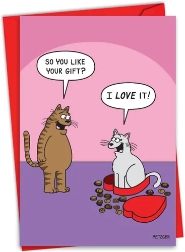 Vista 7 de NobleWorks Tarjeta de felicitación del día de San Valentín con sobre de 5 x 7 pulgadas para hombres, mujeres y parejas (1 tarjeta) caja de gato