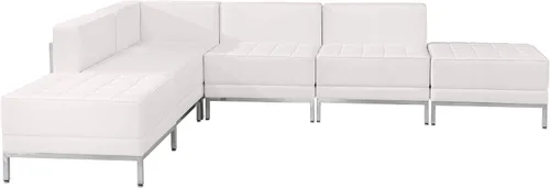 Vista 2 de Flash Furniture HERCULES Imagination Series White LeatherSoft Configuración seccional, 6 piezas Negro