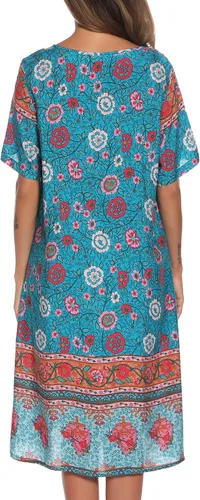 Vista 5 de AVIIER House Dresses for Women Cotton Short Sleeve Housecoat Summer Robes with Pockets