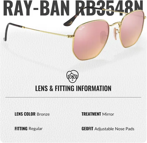 Vista 11 de Ray-Ban RB3548N Lentes planas hexagonales, gafas de sol cuadradas y redondas con kit oficial de gafas