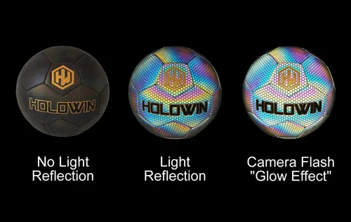 Vista 3 de HOLOWIN - Balón de fútbol holográfico luminoso para juegos nocturnos y entrenamiento, que brilla en la oscuridad con luz reflectante con flash