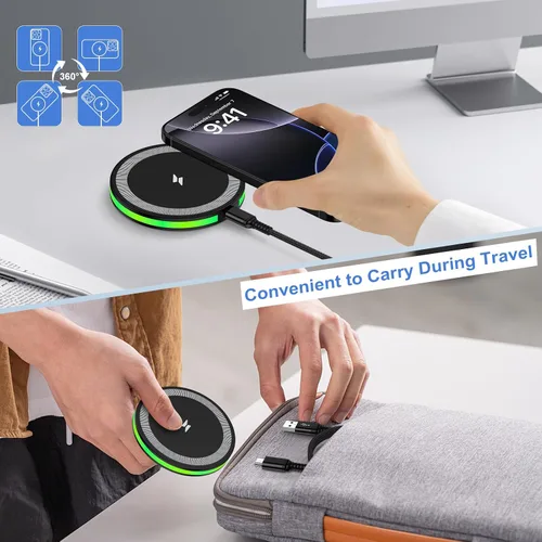 Vista 7 de Samsung S26 Ultra Cargador inalámbrico Almohadilla de carga rápida de 15 W para Galaxy S26+ S25 Ultra FE S25+ Z Fold Flip7 S24 Ultra S24+ S23, Pixel