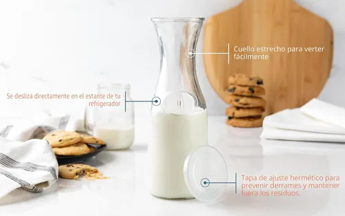 Vista 4 de KooK Jarra de vidrio, suministros de barra de mimosa, jarras con tapa, juego de 3, jarra de agua de vidrio, dispensadores de bebidas para fiestas