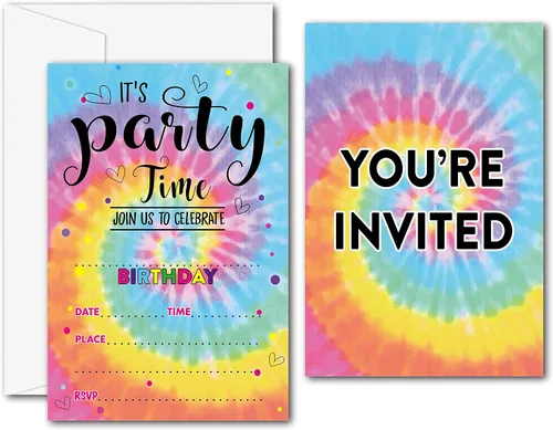 Vista 6 de Invitaciones de fiesta de cumpleaños de arcoíris rosa, suministros de fiesta de arcoíris bohemios, rellena las invitaciones de fiesta de cumpleaños