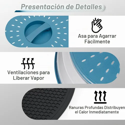 Vista 6 de 2 en 1, WENWELL - Cubierta antisalpicaduras para microondas para alimentos y esterilla, tapa de plato de cocina plegable con ventilación, se puede