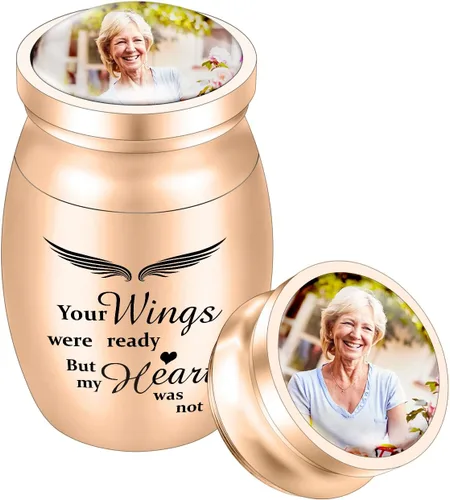 Vista 9 de Dletay Urnas pequeñas para cenizas humanas, recuerdo de 1.6 pulgadas, de acero inoxidable, mini urna conmemorativa de mariposa para mujeres y hombres