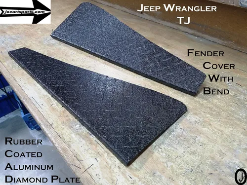 Vista 4 de Se adapta a Jeeep Wrangler TJ Placa de diamante de aluminio de 24 pulgadas cubiertas de guardabarros con curva (negro)
