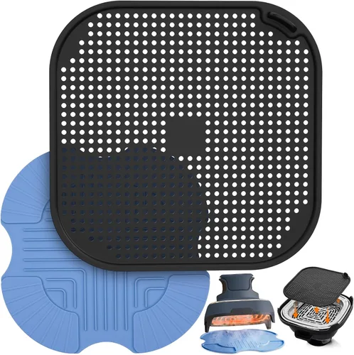 Vista 10 de 2 Piezas Salvamanteles de Silicona para Freidora de Aire y Protector contra Salpicaduras para Ninja Crispi, Alfombrilla Resistente al Calor
