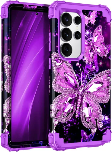Vista 11 de Miqala Funda para Galaxy S24 5G, brilla en la oscuridad, tres capas, resistente, a prueba de golpes, protección completa, parachoques de plástico