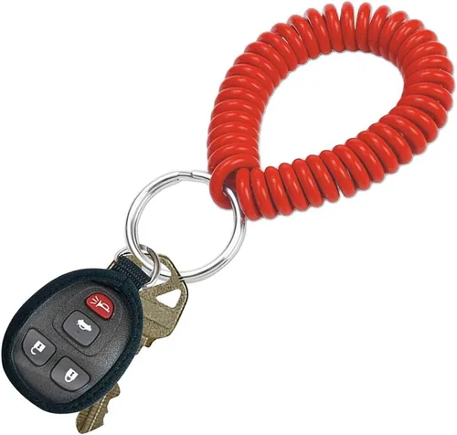 Vista 11 de Lucky Line - Resorte de muñeca en espiral de 2 pulgadas de diámetro con llavero de acero, multicolor, pulsera flexible para muñeca, se estira hasta
