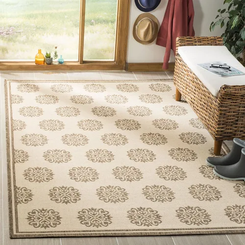 Vista 12 de SAFAVIEH Alfombra lavable al aire libre Linden Collection – 6 pies 7 pulgadas, cuadrada, aguamarina y crema, no desprende pelusa y fácil de limpiar