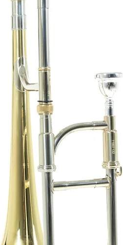 Vista 5 de Roy Benson Eb Alto Trombón MOD.AT-201 acabado lacado con caja ligera en forma, amarillo, plata (RB701121)