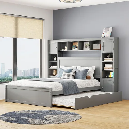 Vista 18 de Harper & Bright Designs Cama de plataforma de madera tamaño individual con cajones de almacenamiento para ahorrar espacio, marco de cama vintage