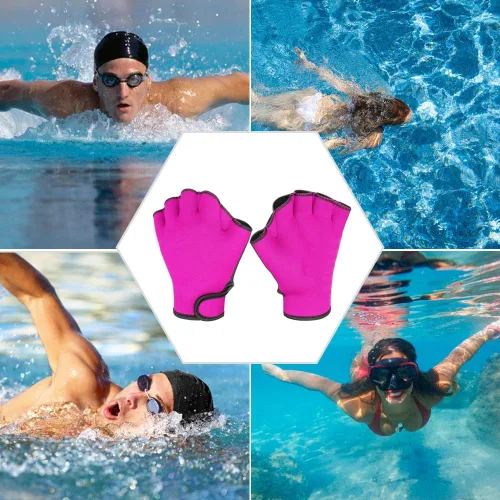 Vista 7 de 1 Pair Swimming Gloves Aquatic Swim Training Gloves Neoprene Webbed Gloves Fitness Water Resistance Glove for Men Women Children Unisex
