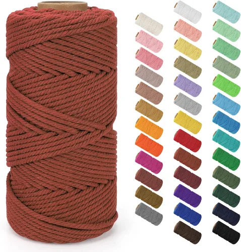 Vista 133 de Cuerda de macramé de 0.079 in x 220 yardas (656 pies), cuerda de algodón natural para colgar en la pared, ganchos de plantas, manualidades Verde