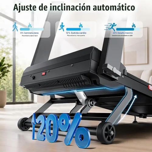 Vista 2 de Treadmill for Home with 20% Auto Incline, Walking Pad with Handle Bar
