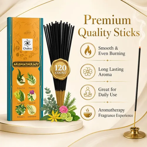 Vista 5 de Paquete de regalo de incienso de aromaterapia – 120 varillas naturales (6 cajas) – Relajante, alivio del estrés, meditación, refrescante