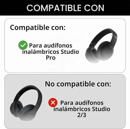 Vista 2 de Studio Pro 3 en 1 - Fundas de silicona para los oídos, antiarañazos, cubierta para la cabeza, para auriculares Beats Studio Pro, accesorios Negro