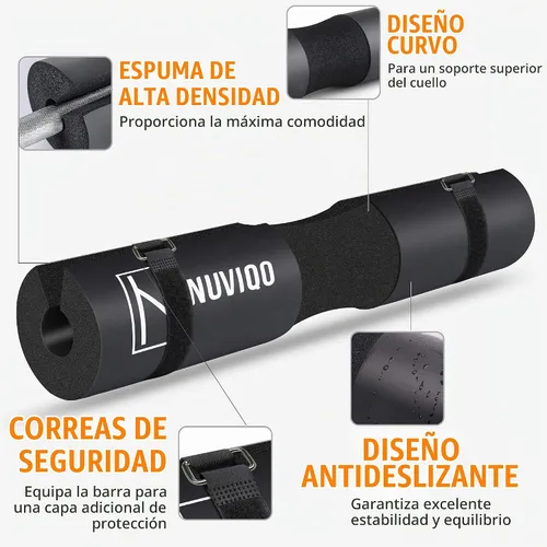 Vista 2 de Almohadilla para sentadillas para estocadas y sentadillas, almohadilla de empuje de cadera para barras estándar y olímpicas, proporciona Negro