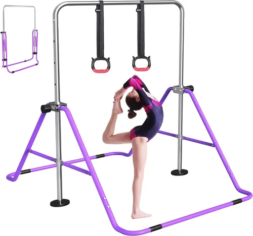 Vista 11 de FBSPORT Gymnastics Bar for Kids, Adjustable Height Gymnastic Horizontal Bars,Junior Training Bar Children Folding Training Monkey Bars for Home Using