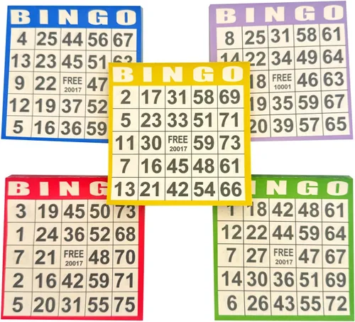 Vista 2 de JUNWRROW Tarjetas de papel para juego de bingo – 500 hojas (100 libros de 5 colores) – Tarjetas desechables de 4"x4" – Ideal para personas mayores