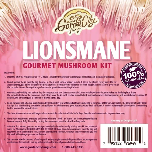 Vista 2 de Kit de hongos gourmet de melena de león - Bolsa de cultivo para hongos - Cultiva hongos melena de león premium en casa - Deliciosos y 100% naturales