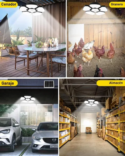Vista 4 de T-SUN Luz Solar para Cobertizo Interior y Exterior, 1200LM 156LED Luz Colgante con Sensor de Movimiento con 5 Modos de Iluminación y Control Remoto