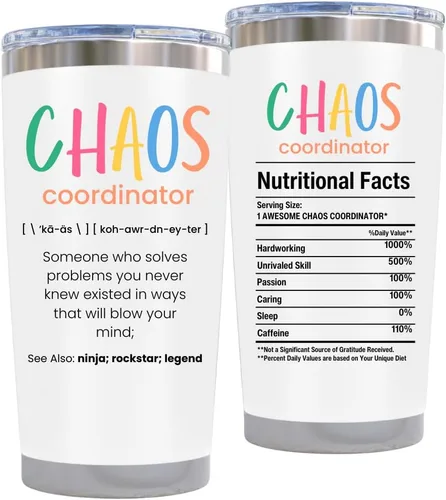 Vista 15 de Chaos Coordinator - Vaso negro de 14 onzas para hombre, diseño de agradecimiento, corporativo, día del jefe, regalos de oficina para hombres, tazas