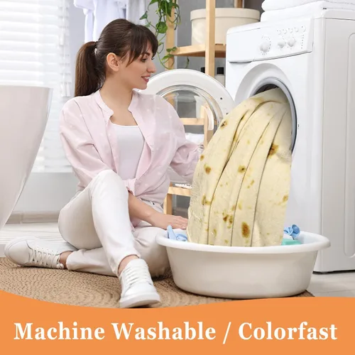 Vista 6 de Bcareself Manta de Tortilla 2.0 de Doble Cara Tamaño Adulto Gigante de Doble Cara para Niños Divertida Realista de Comida Personalizada Manta