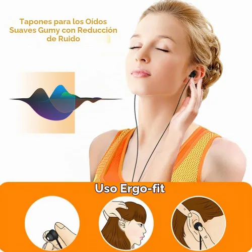 Vista 4 de MAXROCK - Auriculares intrauditivos ultra suaves y cómodos con micrófono y control de volumen, bloqueadores de sonido para dormir, ronquidos, hora