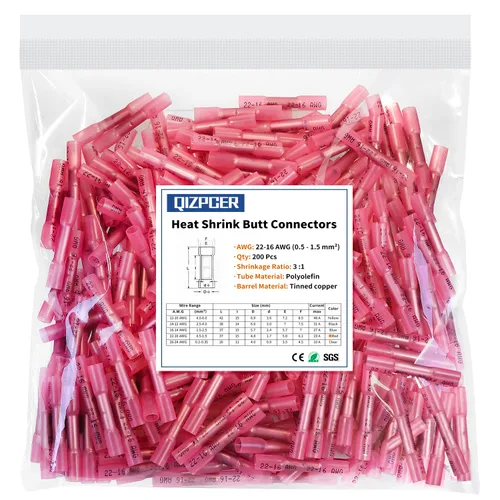 Vista 9 de 100 piezas conectores de tope amarillos termorretráctiles, terminales de crimpado impermeables de 12-10 AWG, conectores de cable eléctrico, empalme